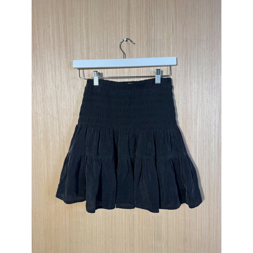 Cartolina $228 Black Smocked Tiered Ruffle Mini Skirt Small Viscose Made in USA